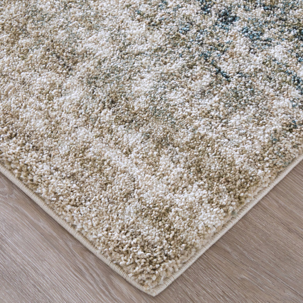 12 X 15 Abstract Blue Ivory Plush Polypropylene Area Rug for Large Living Spaces
