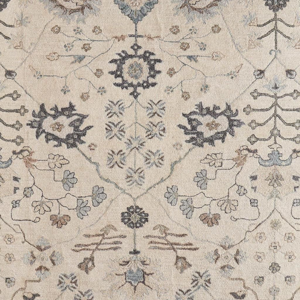 HomeRoots 10 X 14 Hand Tufted Wool Floral Area Rug Transitional Blue Ivory Living Room 722335