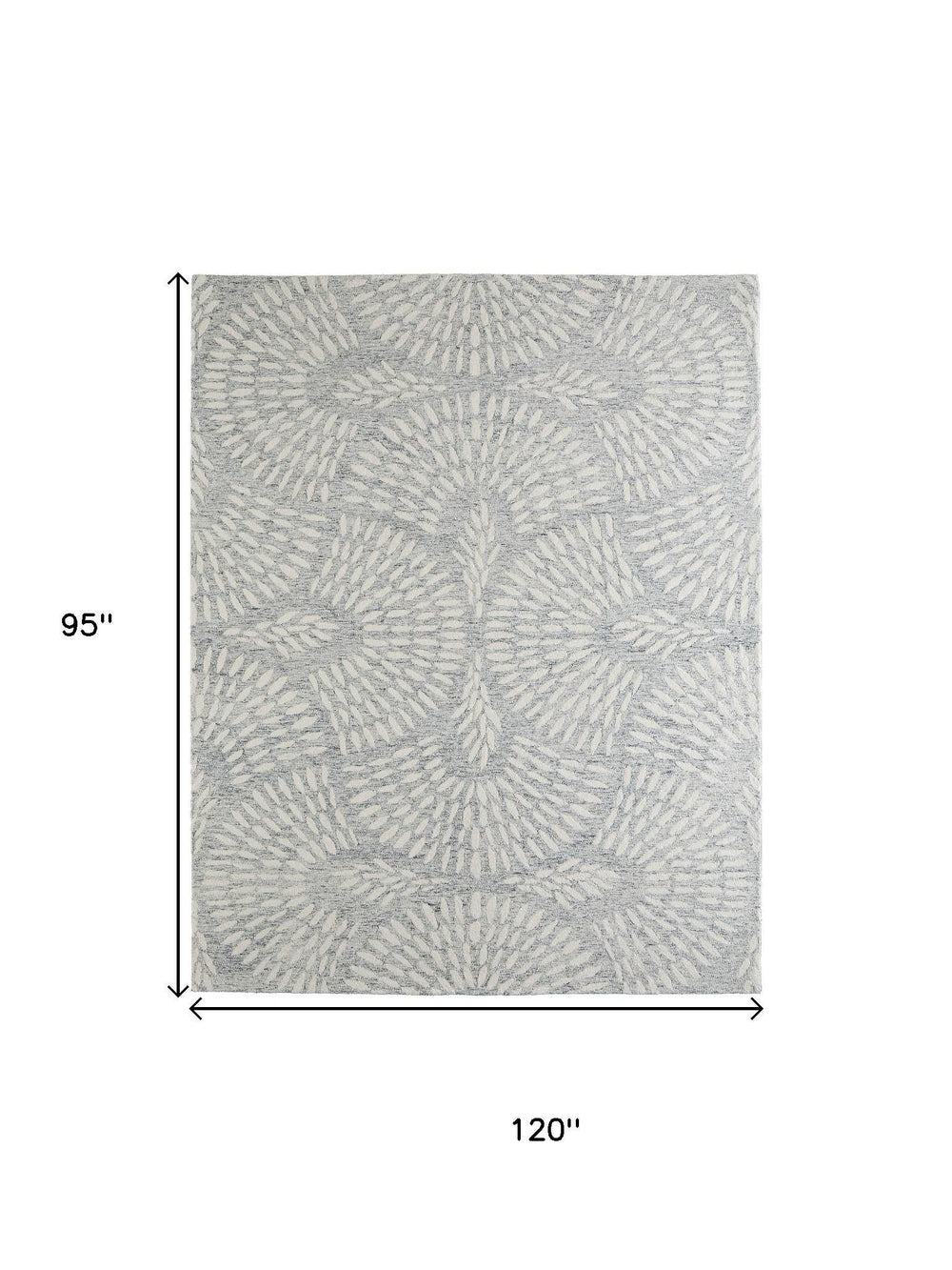 8 Ft Wool Hand Tufted Floral Area Rug in Blue Ivory for Living Room or Bedroom
