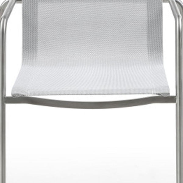 Set of Four Steel Frame Sling Patio Arm Chairs for Outdoor Dining and Lounging