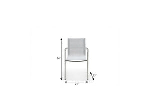 Set of Four Steel Frame Sling Patio Arm Chairs for Outdoor Dining and Lounging