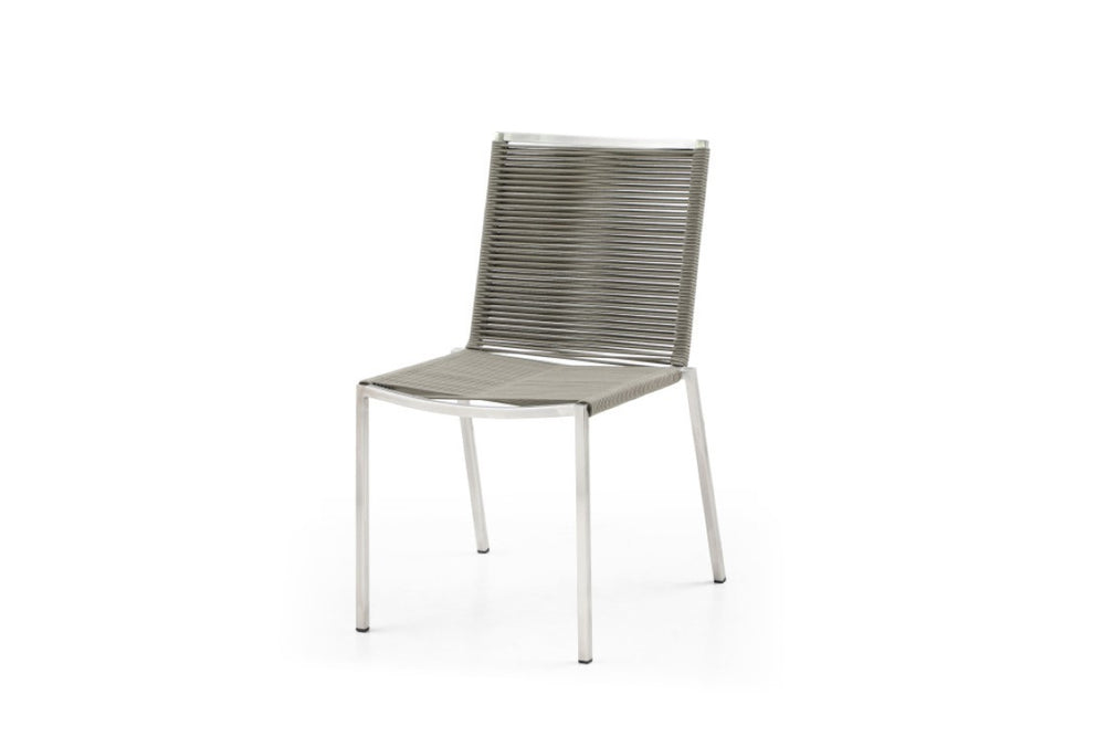 HomeRoots Set of Four Woven Steel Patio Dining Chairs Weather Resistant Outdoor Seating 722394