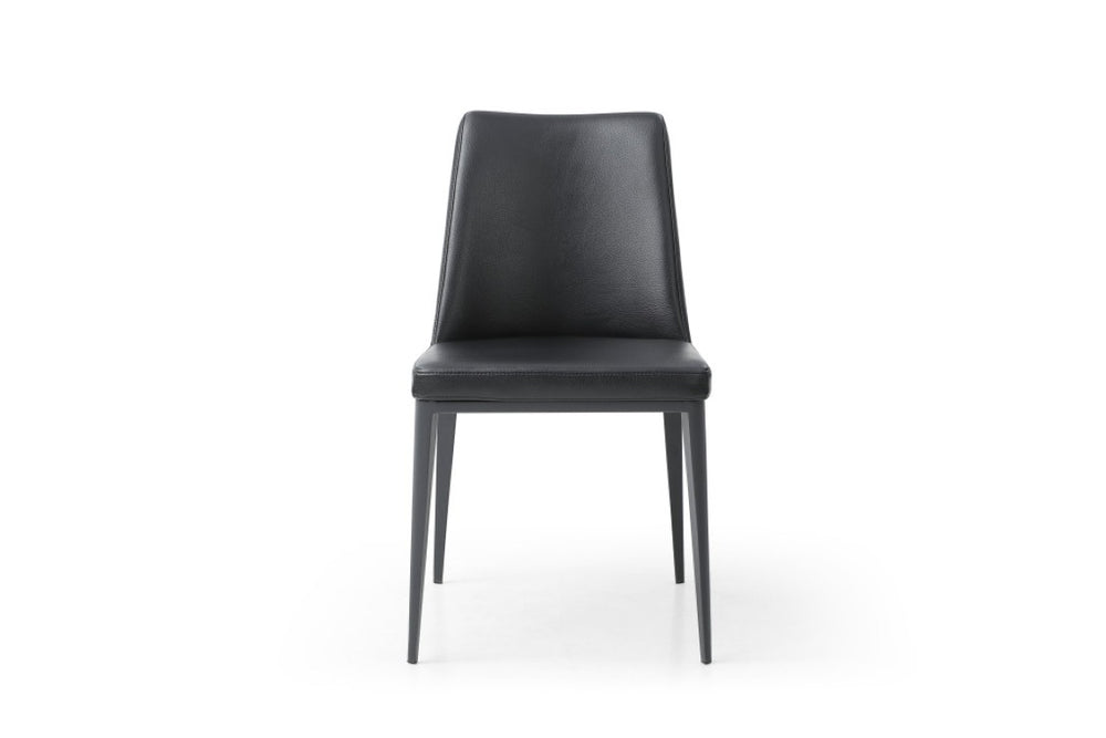 HomeRoots Black Faux Leather Parsons Dining Chair with Sleek Metal Frame for Modern Homes 722395