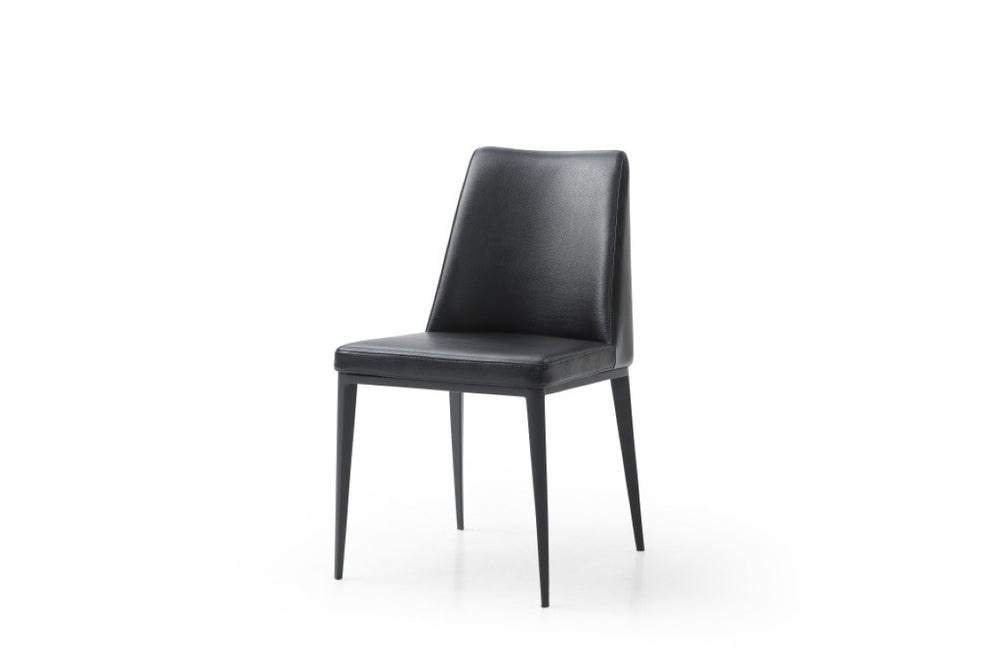 HomeRoots Black Faux Leather Parsons Dining Chair with Sleek Metal Frame for Modern Homes 722395