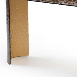 63 Inch Bronze Finish Glass Top Double Pedestal Entryway Console Sofa Table