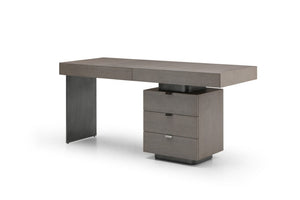 71 Inch Gray Writing Desk with Five Drawers Stainless Steel Frame Home Office