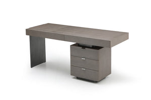 71 Inch Gray Writing Desk with Five Drawers Stainless Steel Frame Home Office