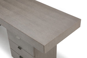 71 Inch Gray Writing Desk with Five Drawers Stainless Steel Frame Home Office