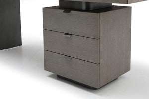 71 Inch Gray Writing Desk with Five Drawers Stainless Steel Frame Home Office