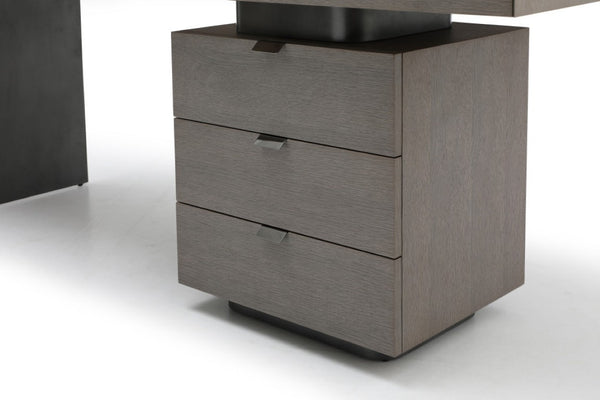 71 Inch Gray Writing Desk with Five Drawers Stainless Steel Frame Home Office