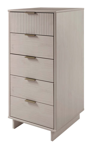 English Elm Granville 24" 5-Drawer Chest In Light Gray – Modern Solid Wood Storage With Gold Accents & Style B365S00073
