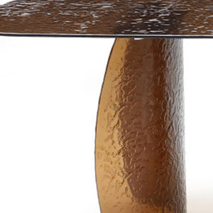 94 Inch Bronze Finish Glass Top Pedestal Dining Table Seats Eight in Grand Style