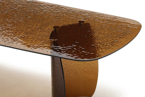 94 Inch Bronze Finish Glass Top Pedestal Dining Table Seats Eight in Grand Style