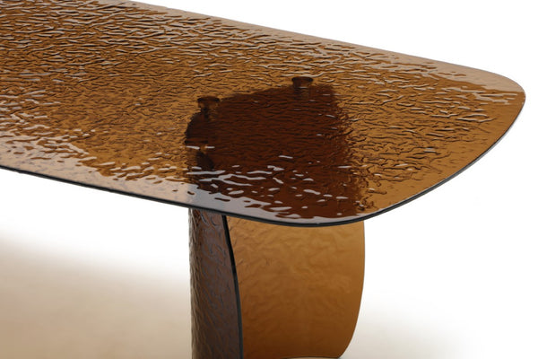 94 Inch Bronze Finish Glass Top Pedestal Dining Table Seats Eight in Grand Style