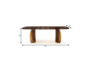 94 Inch Bronze Finish Glass Top Pedestal Dining Table Seats Eight in Grand Style
