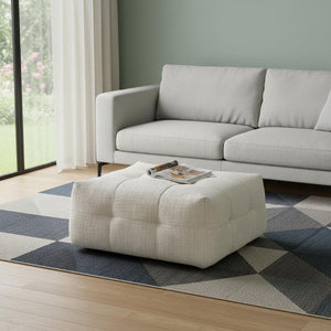 36 Inch Chenille Tufted Pouf Ottoman Neutral Accent Seating for Living Rooms