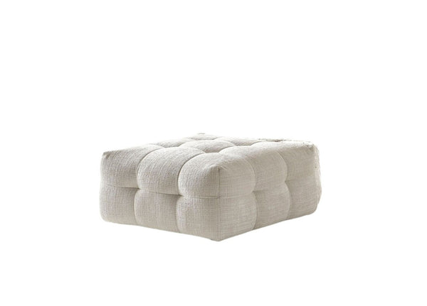 36 Inch Chenille Tufted Pouf Ottoman Neutral Accent Seating for Living Rooms
