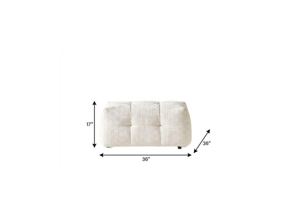 36 Inch Chenille Tufted Pouf Ottoman Neutral Accent Seating for Living Rooms
