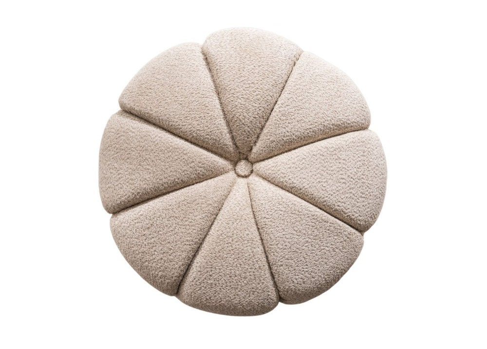 32 Inch Taupe Boucle Round Ottoman Tufted Upholstery for Modern Living Rooms