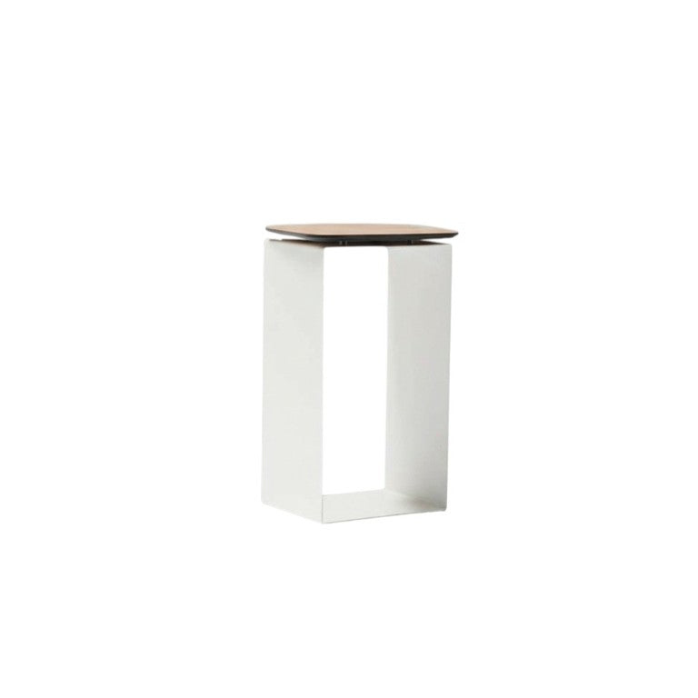 HomeRoots 12 Inch Aluminum Resin Outdoor Side Table Weather Resistant Patio Accent Furniture 722478