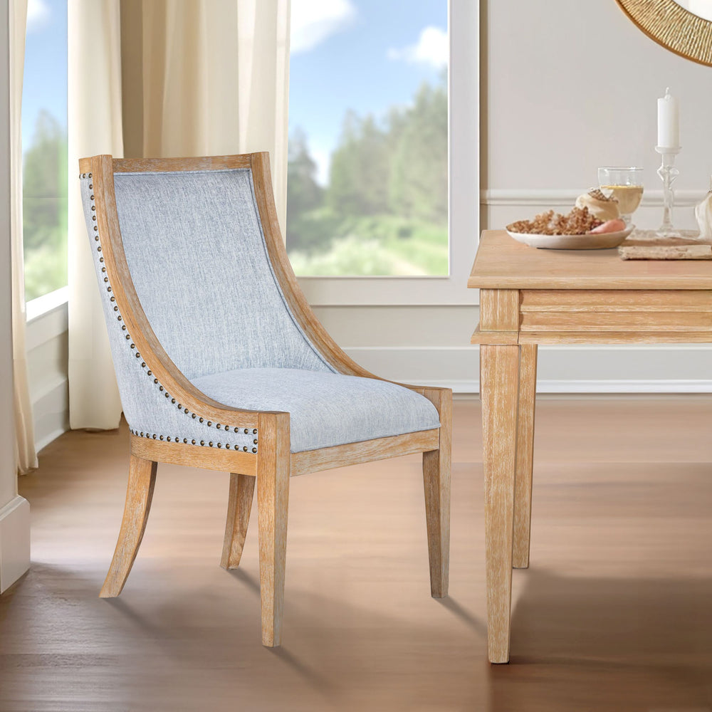 JLA Home Martha Stewart - Upholstered Swoop-Arm Dining Chair with Nailhead Trim, Rubberwood Frame, High-Density Foam Comfort MT108-1216