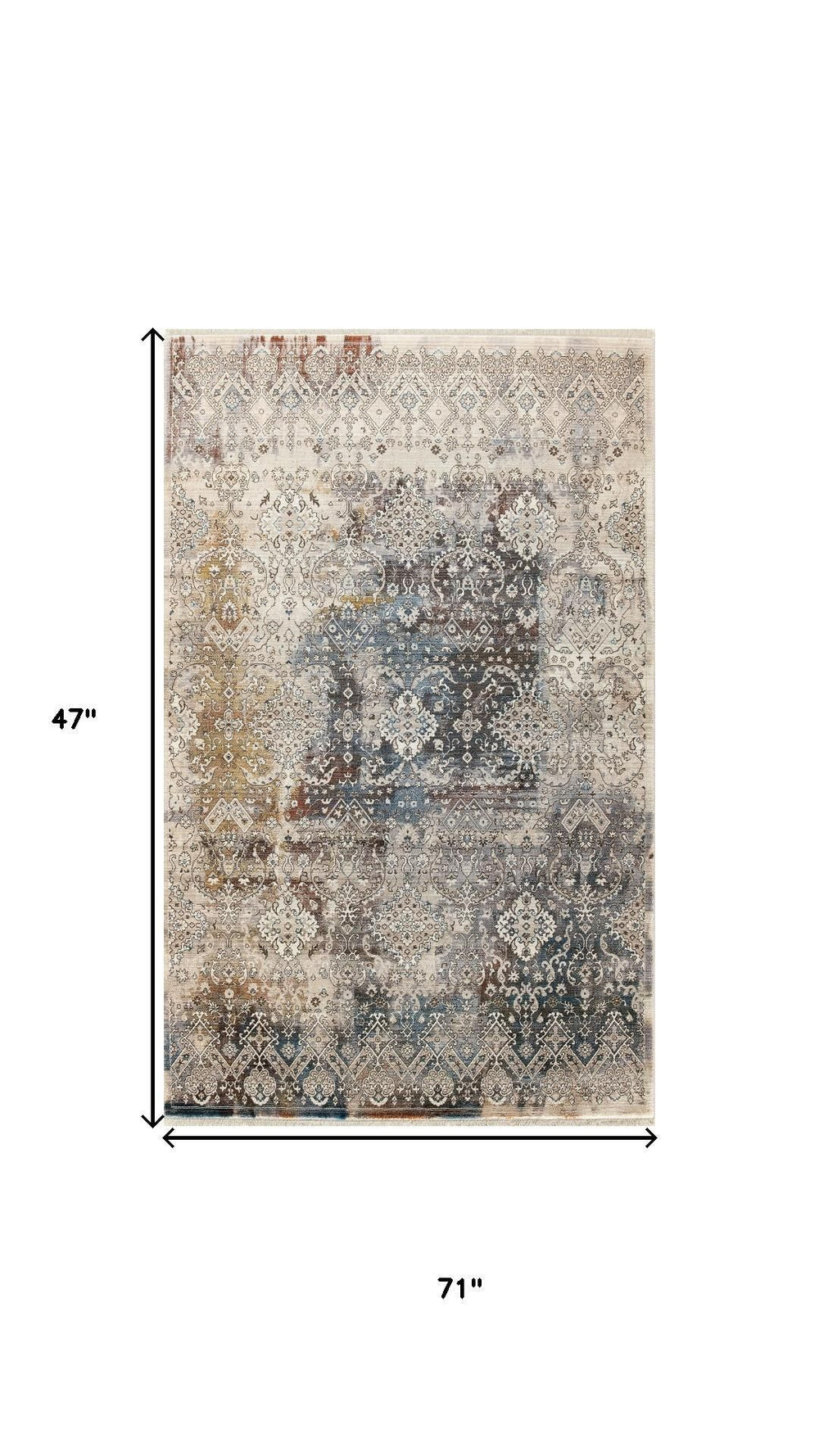 Medallion Area Rug Vintage Distressed Fringe Polypropylene Accent for Living Room Entryway