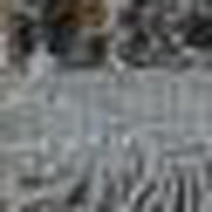 Abstract Distressed Polyester Area Rug with Fringe in Blue Gray Low Pile for Living Room Decor
