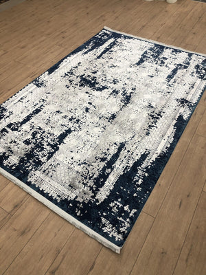 Viscose Area Rug Distressed Abstract Pattern with Fringed Tassels for Living Room Decor