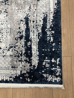 Viscose Area Rug Distressed Abstract Pattern with Fringed Tassels for Living Room Decor