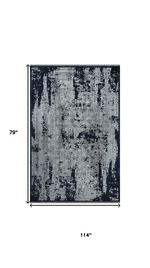 Viscose Area Rug Distressed Abstract Pattern with Fringed Tassels for Living Room Decor