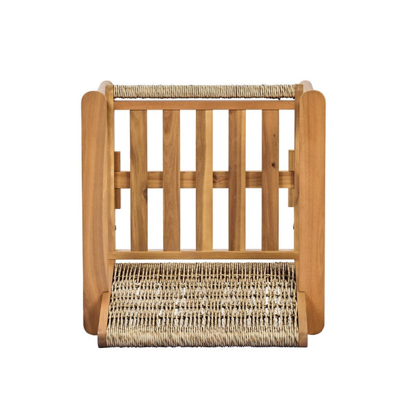English Elm 7 Piece Outdoor Acacia Wood Dining Set Wicker Slatted Table Cushioned Patio Chairs Beige,Light Teak N768P374497L_6_N768P374498L