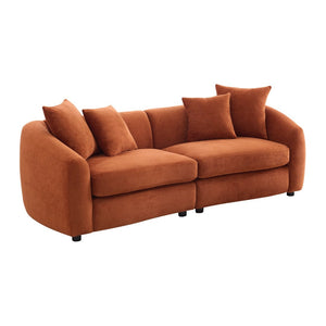 English Elm 87 Inch Curved Velvet Sofa Three Seat Architectural Living Room Conversation Piece Orange N773IS00077O