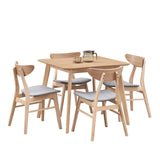 English Elm (1 Table With 4 Chairs)Wooden Dining Table Set, Modern Simple Design Square Kitchen Table and Fabric Upholstered Dining Chairs For Dining Room, Kitchen, Saving Space, Oak