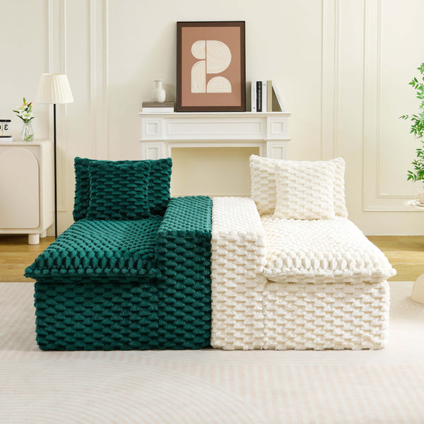 English Elm Luxury Color-Block Turtle Velvet Sofa - Versatile Seating For Stylish Living Rooms & Cozy Gatherings W3371S00053