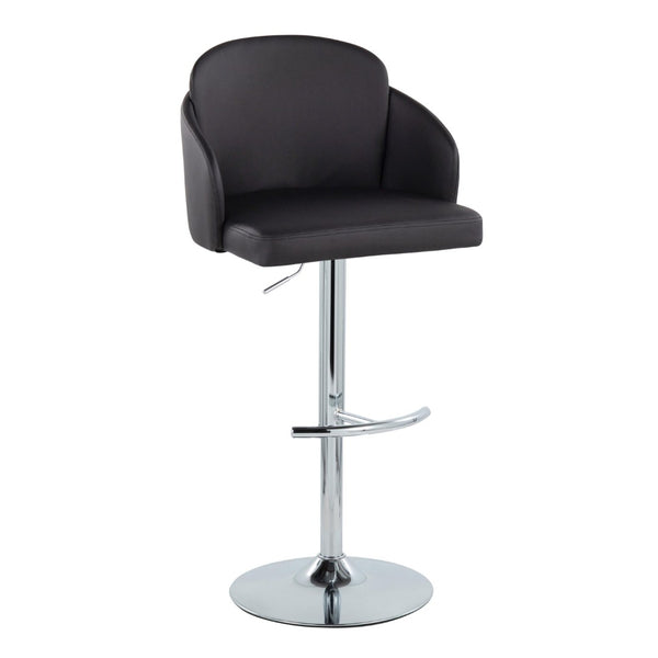English Elm Fixed-height Swivel Counter Stools with Faux Leather Seats and Chrome Footrest Set of 2 Black B202S02176