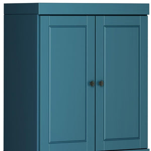72 Inch Teal Solid Wood Four Door Pantry Cabinet for Kitchen or Hallway Storage