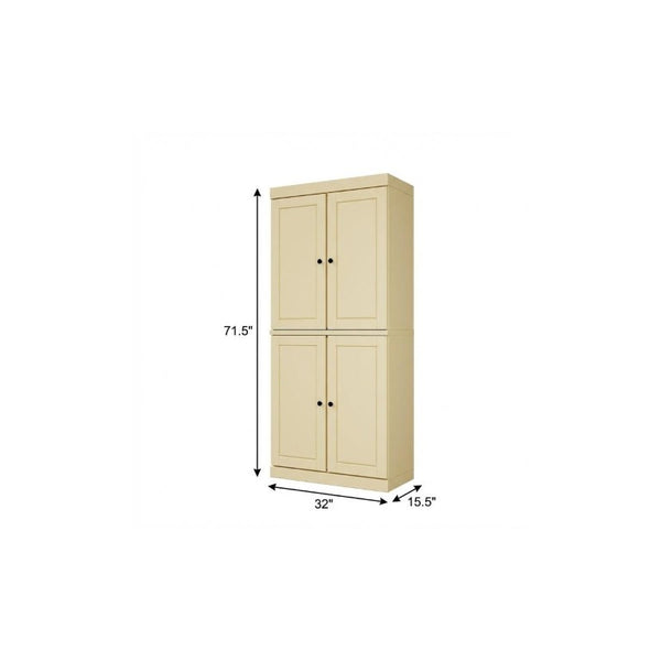 72 Inch Solid Wood Four Door Pantry Cabinet for Spacious Kitchen or Hallway Storage