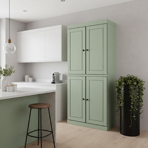HomeRoots 72 Inch Solid Wood Four Door Pantry Cabinet Versatile Freestanding Storage Closet 722598