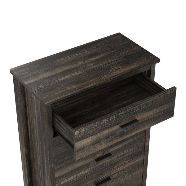 English Elm 4PCS Queen Bedroom Set with Storage Headboard & Built‑In Charging Station, 2 Nightstands, Dresser Antique Gray 54.25 L x 18.75 W x 9.25 H N733S307937A