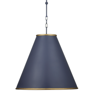 Pierrepont Blue Pendant Light - Wrought Iron Fixture with Gold Leaf Interior for Modern Elegance