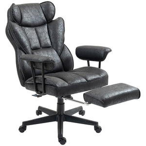 English Elm HOMCOM Heated Massage Executive Office Chair with 6-Point Vibration, Lumbar Support & Footrest Black W2225P250028