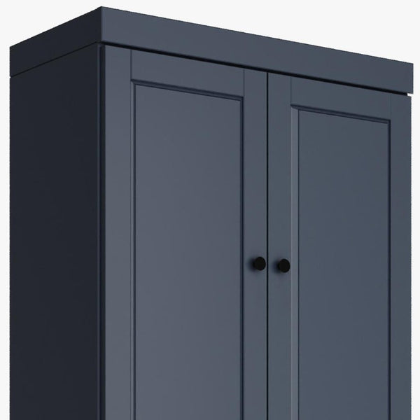 72 Inch Solid Wood Four Door Pantry Cabinet in French Blue for Kitchen or Hallway
