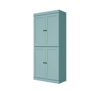 72 Inch Solid Wood Freestanding Four Door Pantry Cabinet for Kitchen or Hallway
