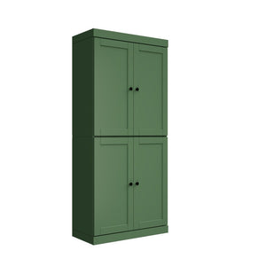 HomeRoots 72 Inch Solid Wood Pantry Cabinet with Four Doors Tall Kitchen Storage Armoire 722609