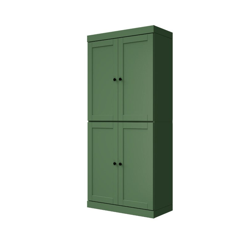HomeRoots 72 Inch Solid Wood Pantry Cabinet with Four Doors Tall Kitchen Storage Armoire 722609