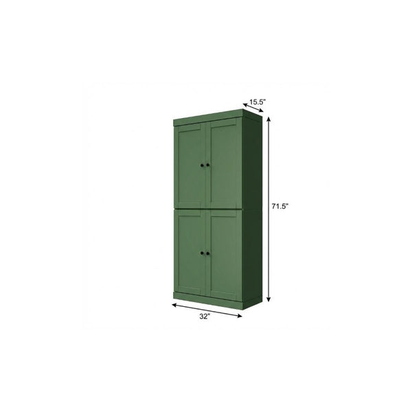 72 Inch Solid Wood Pantry Cabinet with Four Doors Tall Kitchen Storage Armoire