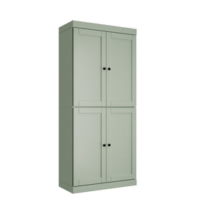 72 Inch Solid Wood Four Door Pantry Cabinet Freestanding Tall Kitchen Storage Unit