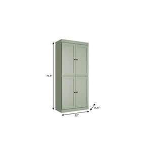 72 Inch Solid Wood Four Door Pantry Cabinet Freestanding Tall Kitchen Storage Unit
