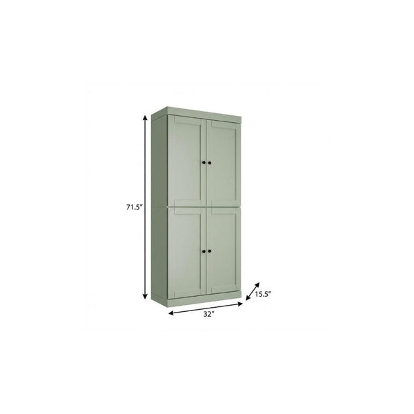 72 Inch Solid Wood Four Door Pantry Cabinet Freestanding Tall Kitchen Storage Unit