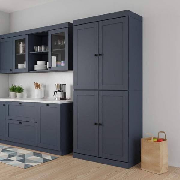 72 Inch Solid Wood Four Door Pantry Cabinet French Provincial Kitchen Storage